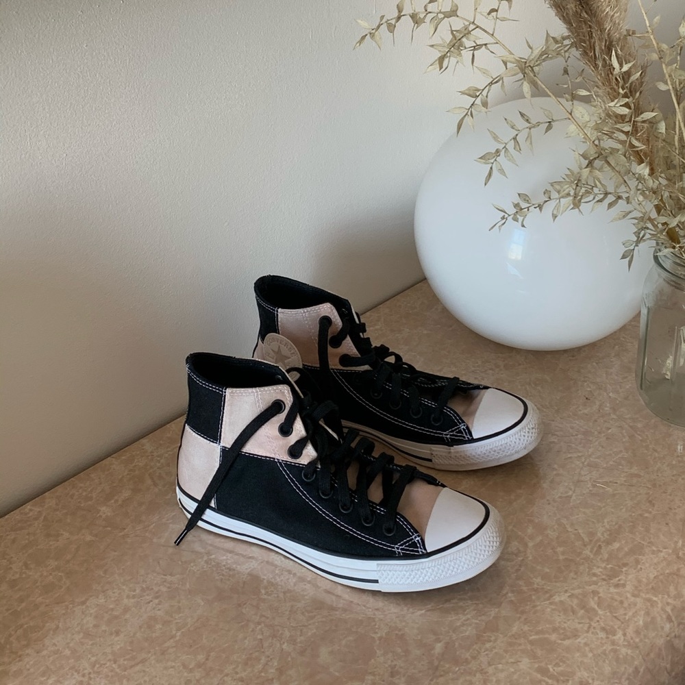 Color Changing Checkered Cream & White Converse